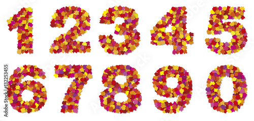 Ziffern aus bunten Papierschnipseln