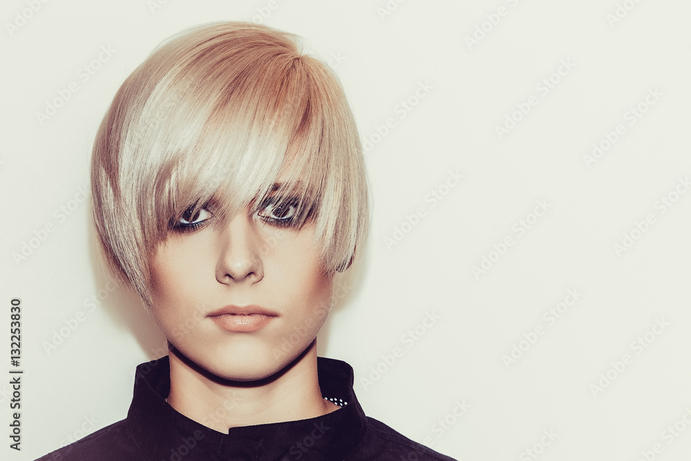 custom made wallpaper toronto digitalWoman with stylish short hairstyle on a light background