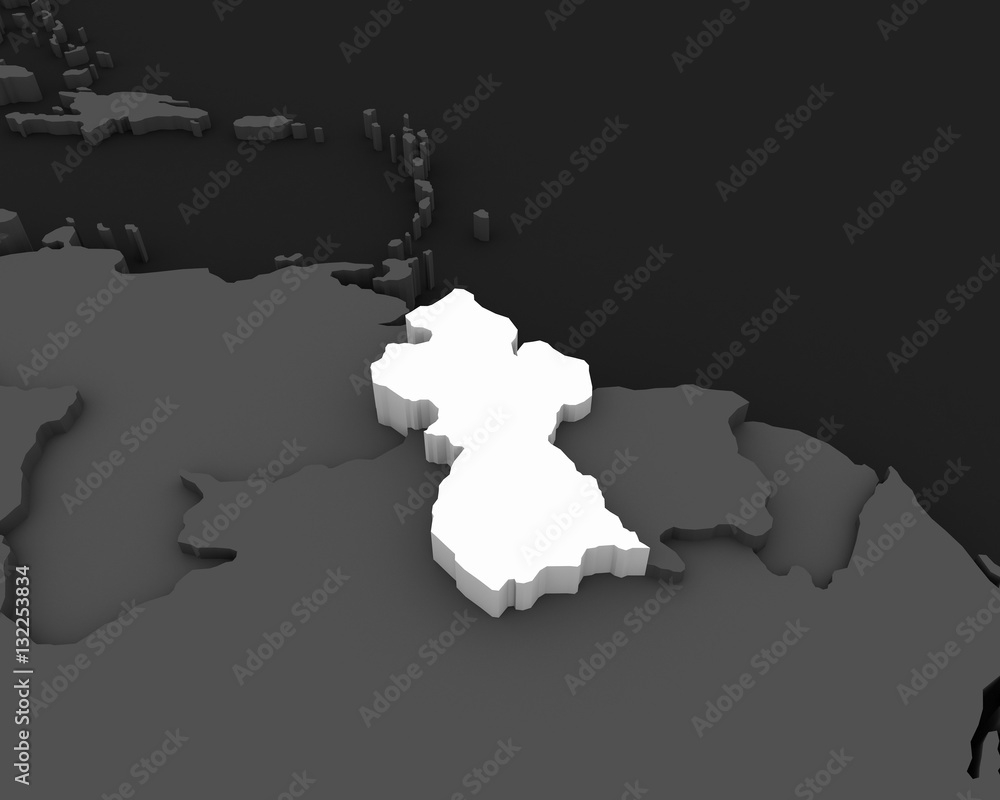 guyana map 3D illustration guyana map 3D illustration