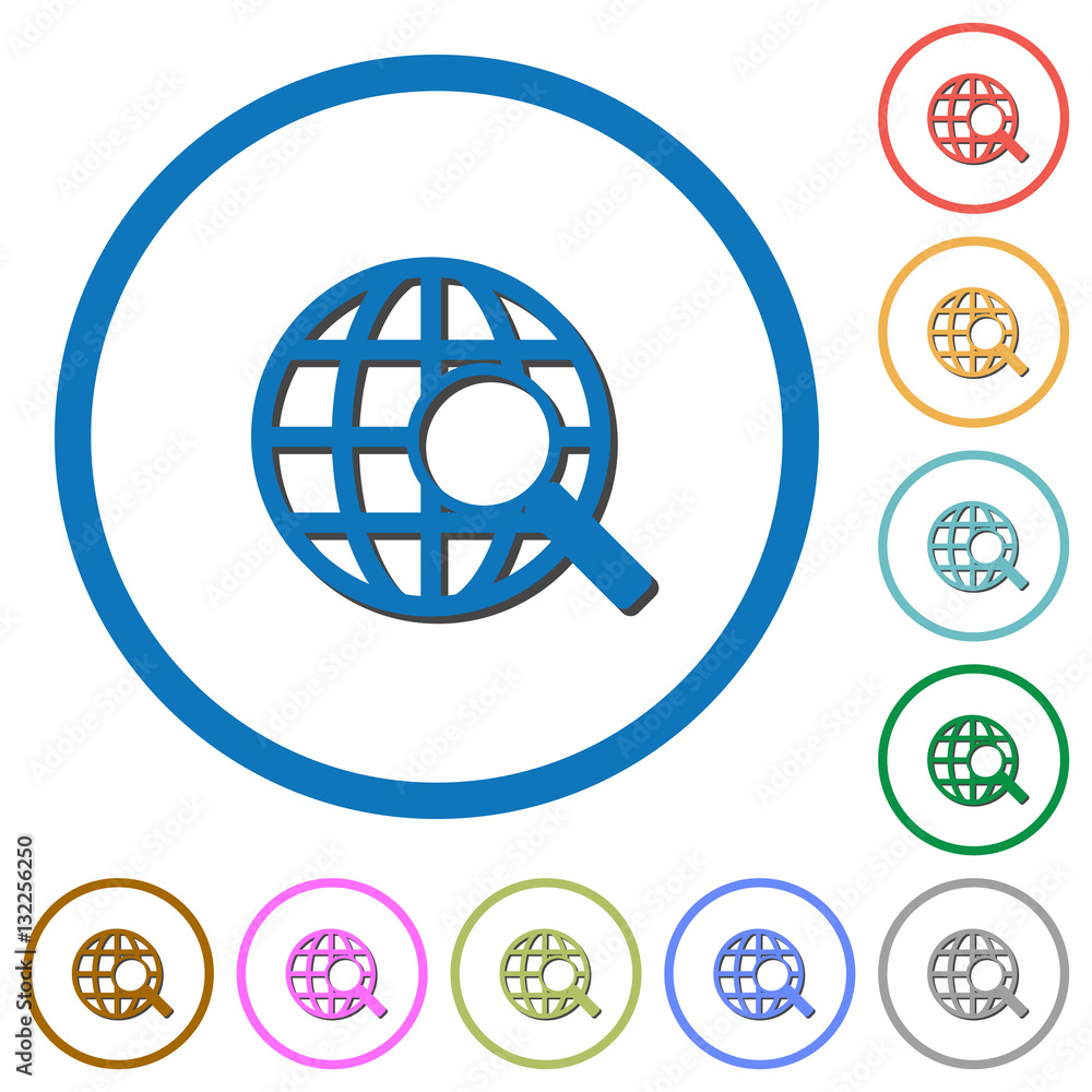Web search icons with shadows and outlines Web search icons with shadows and outlines