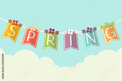 Vector Illustration of a Colorful Spring Banner. Flat Design Style.
