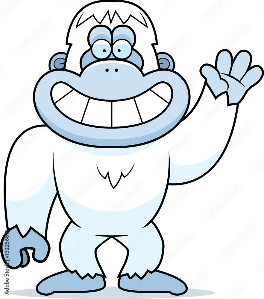 Obraz premium Cartoon Yeti Waving