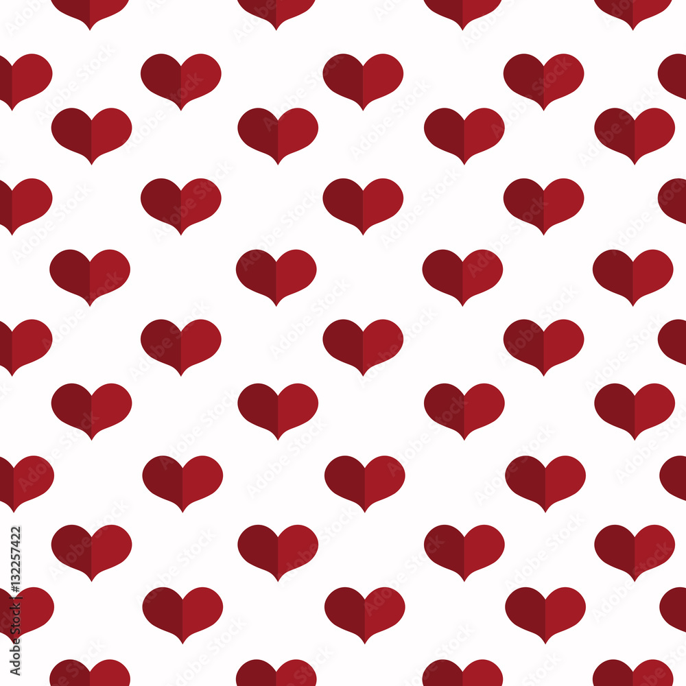 Seamless geometric pattern with hearts. Valentines day background. Flat background