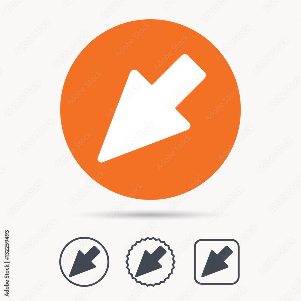 Cursor icon. Computer position marker symbol. Orange circle button with web icon. Star and square design. Vector Cursor icon. Computer position marker symbol. Orange circle button with web icon. Star and square design. Vector