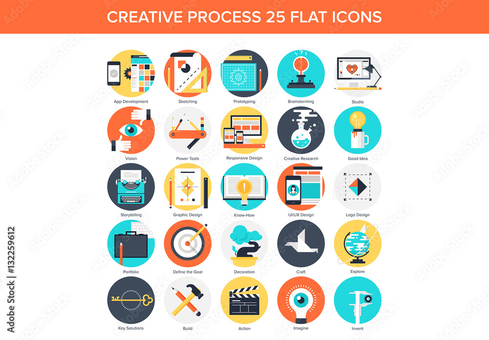 25 Circular Production and Design Icons Stock Template | Adobe Stock