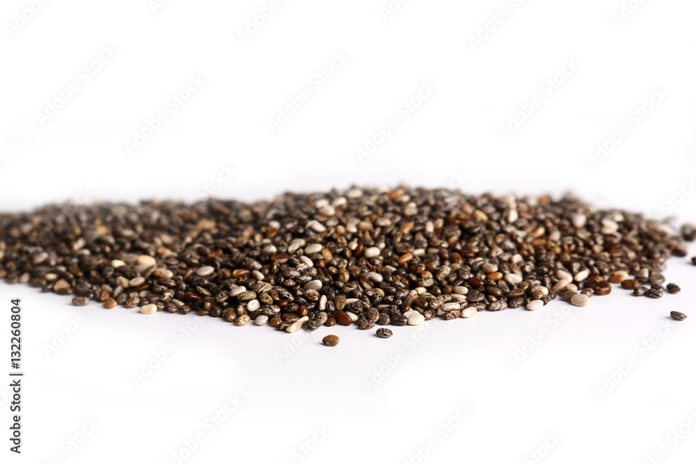 chia seeds isolated on white background selective focus chia seeds isolated on white background selective focus