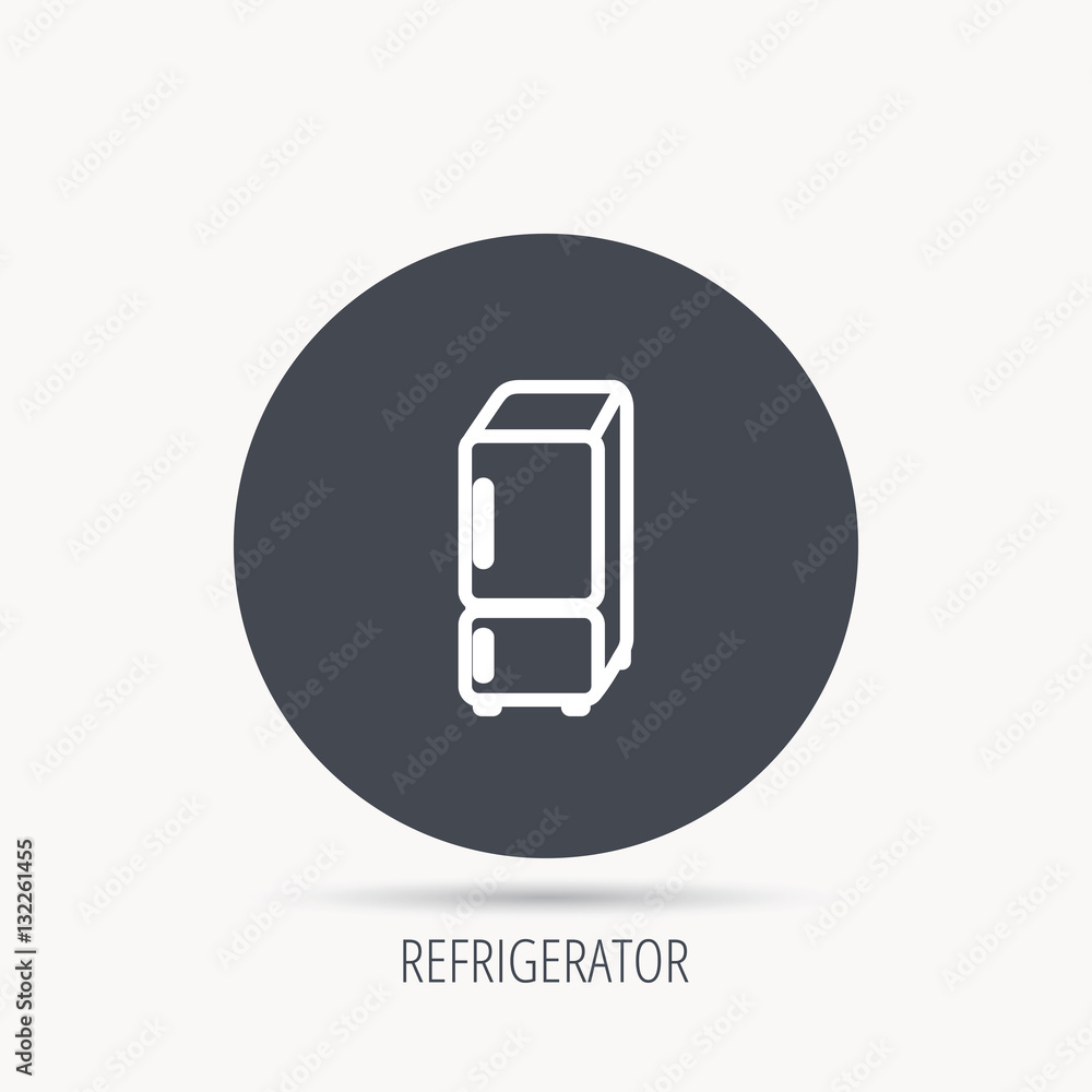 Refrigerator icon. Fridge sign. Round web button with flat icon. Vector Refrigerator icon. Fridge sign. Round web button with flat icon. Vector
