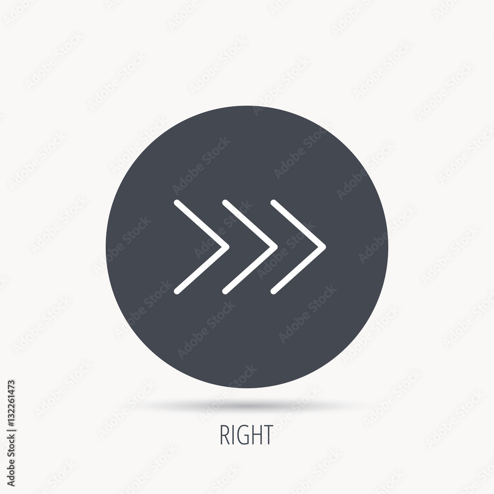 Right arrow icon. Next sign. Forward direction symbol. Round web button with flat icon. Vector Right arrow icon. Next sign. Forward direction symbol. Round web button with flat icon. Vector