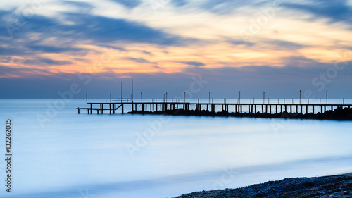 Mediterranean Dusk.  A long exposure of dusk over the Mediterranean Sea viewed from the southern Turkish coastline near Turkler. © ATGImages