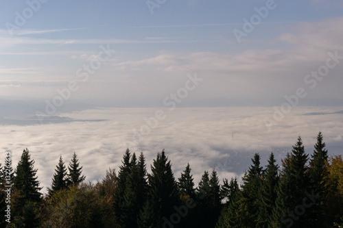 inversion of clouds on the mountains. Slovakia