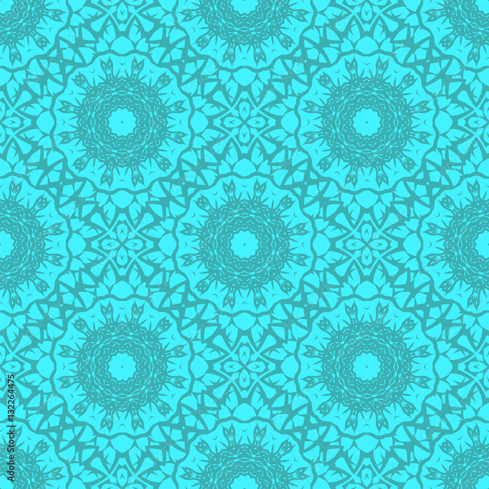 Azure Ornamental Seamless Line Pattern. Endless Texture. Oriental Geometric Ornament