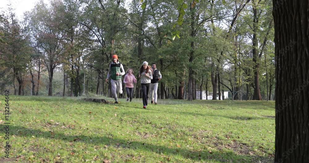People Group Run Park Young Active Fitness Runner Exercising Outdoor Sport Man And Woman Jogging Morning Autumn Forest Slow Motion 60 Fps People Group Run Park Young Active Fitness Runner Exercising Outdoor Sport Man And Woman Jogging Morning Autumn Forest Slow Motion 60 Fps
