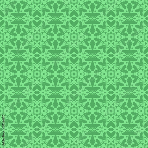 Green Ornamental Seamless Line Pattern. Endless Texture. Oriental Geometric Ornament