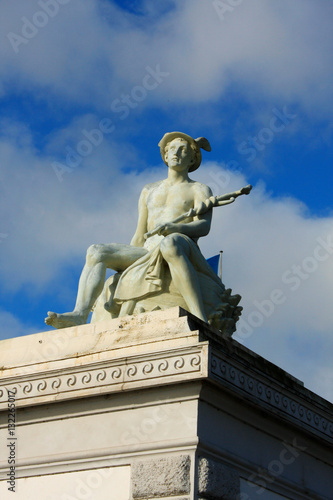 Gate on Langelinie and statue next to the Gefion Fountain in Copenhagen. Denma