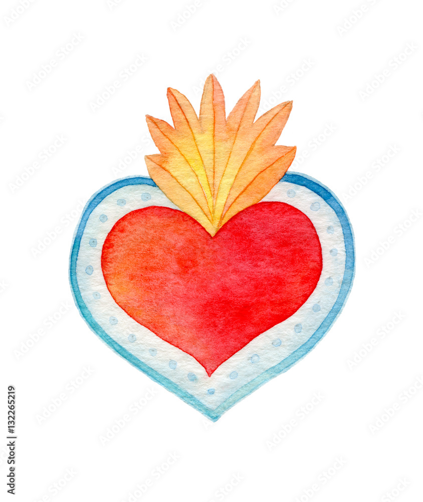 Sacred heart. Watercolor illustration