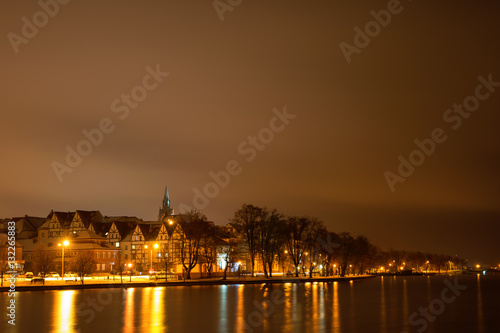 Fototapeta Naklejka Na Ścianę i Meble -  Elk winter panorama. Night photo. Masuria, Poland.