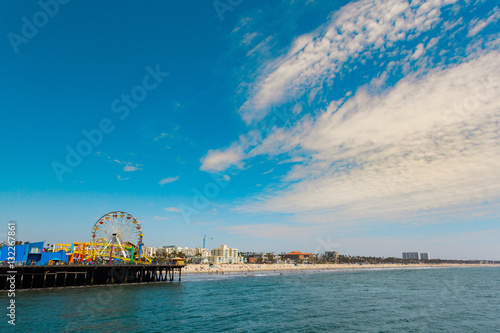 Ferris Wheel and Santa Monica Pier - Stock Image