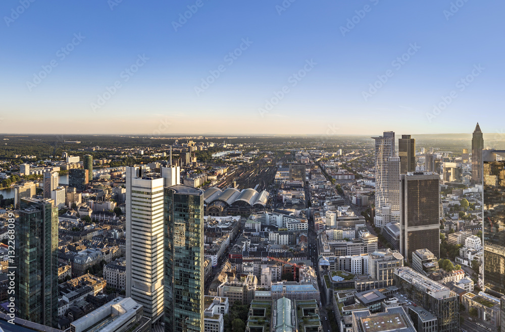 panorama of Frankfurt am Main with skyscrapers