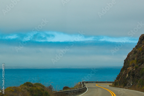 Highway One with road and ocean - Stock Image