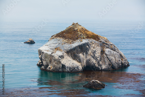 Big rock along Highway One in California - Stock Image