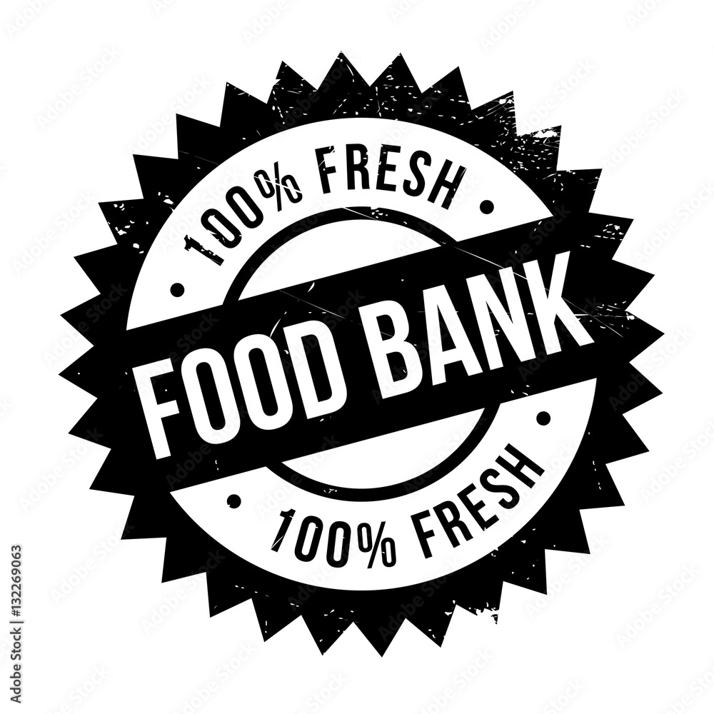 Food bank stamp. Grunge design with dust scratches. Effects can be easily removed for a clean, crisp look. Color is easily changed.