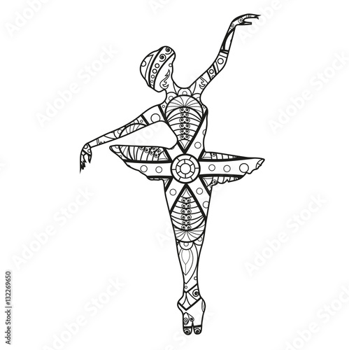 Vector illustration of a dancer mandala for coloring book, ballerina mandala vettoriale da colorare