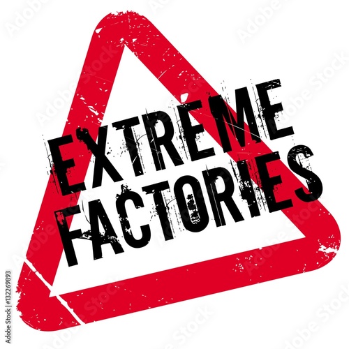 Extreme Factories rubber stamp. Grunge design with dust scratches. Effects can be easily removed for a clean, crisp look. Color is easily changed.