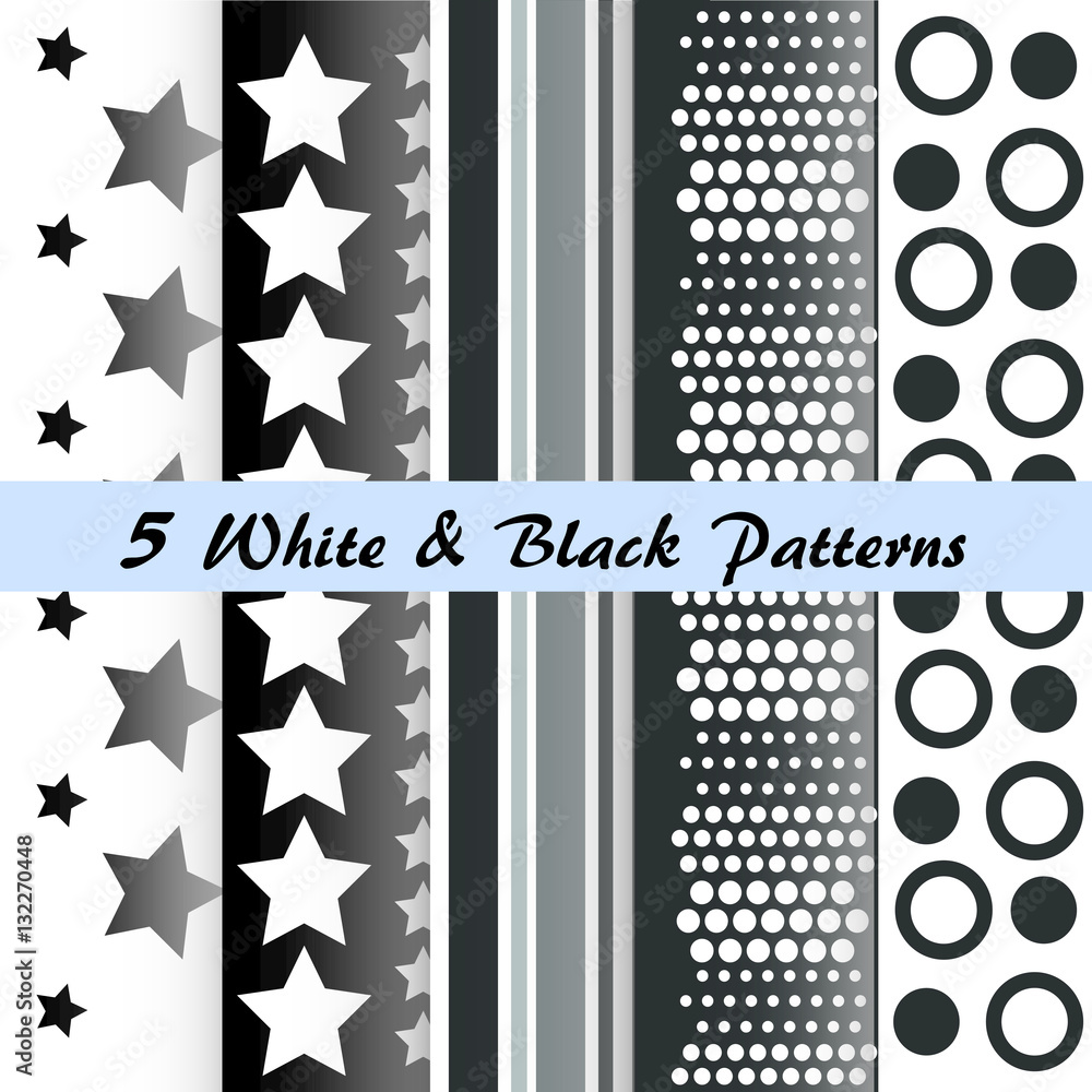 Set of 5 White & Black Patterns Set of 5 White & Black Patterns