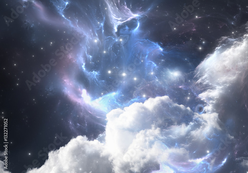 Fototapeta Naklejka Na Ścianę i Meble -  Space background with nebula and stars. Illustration, for use with projects on science, research, and education.