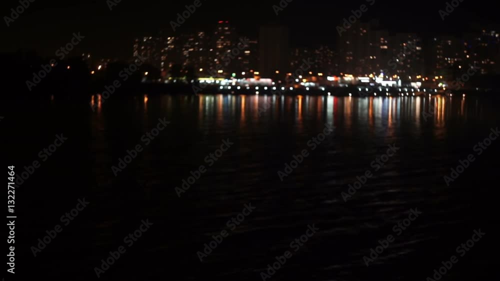 Night lights illuminated waterfront of housing estates hd Night lights illuminated waterfront of housing estates hd