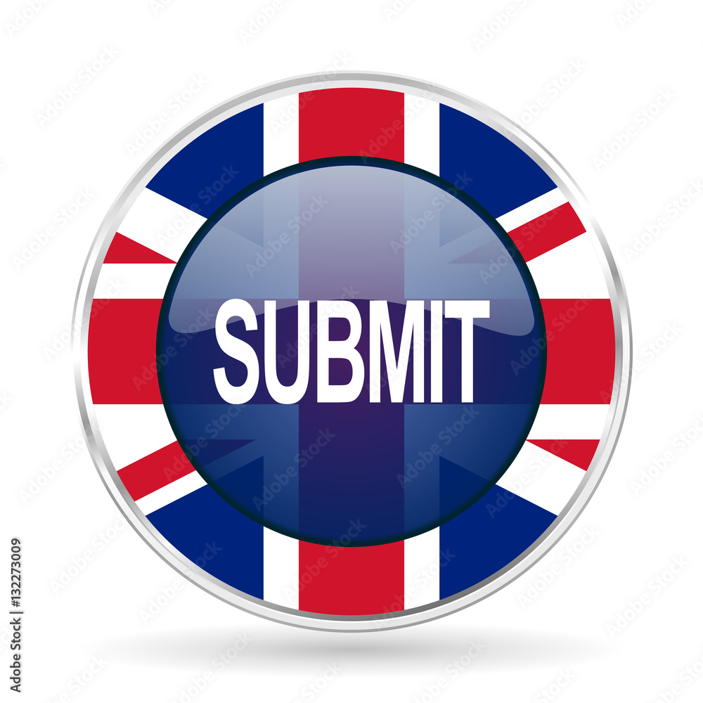 submit british design icon - round silver metallic border button with Great Britain flag submit british design icon - round silver metallic border button with Great Britain flag