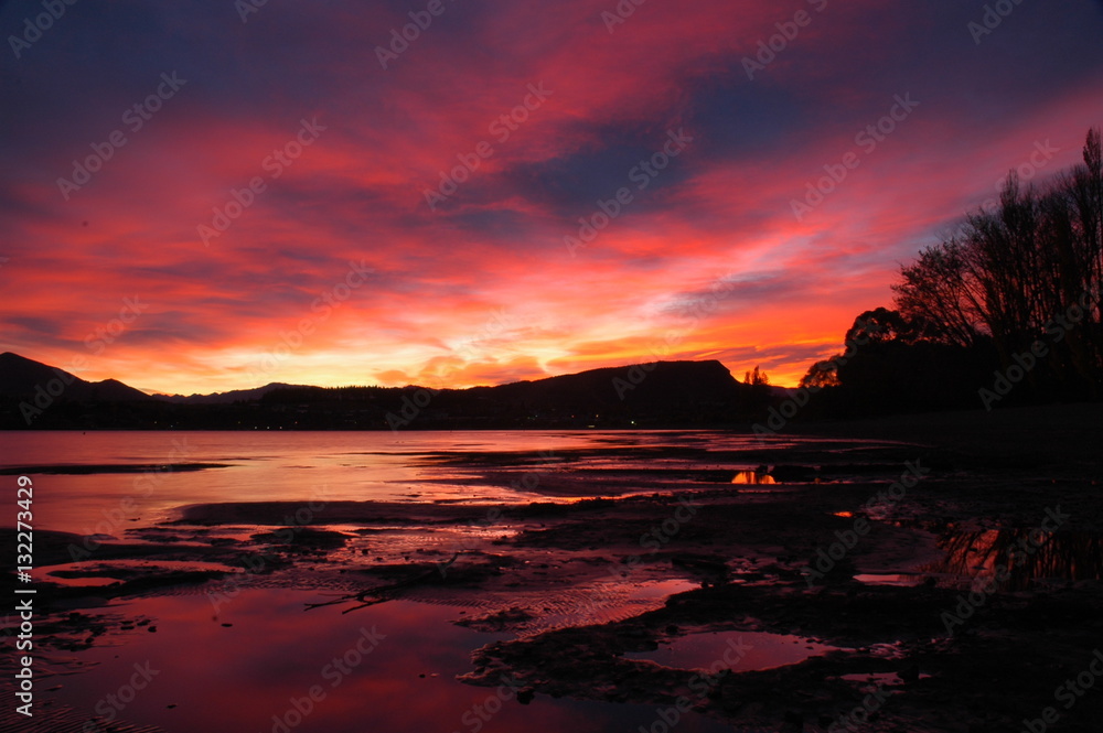 Sunset over Lake Wanaka South Island New Zealand