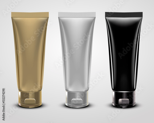 Vector illustration of realistic packages of makeup foundation tubes.