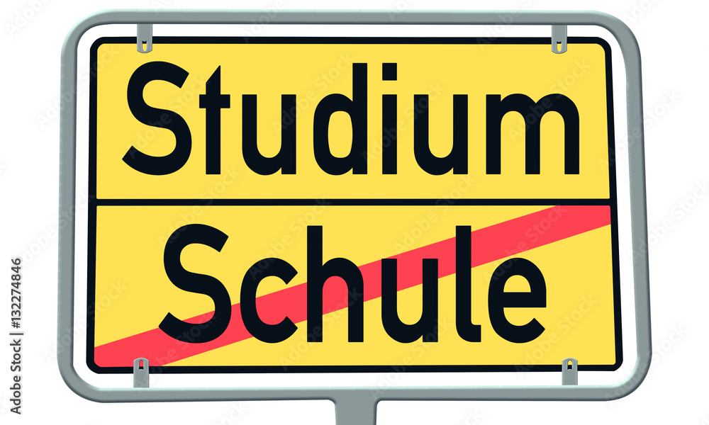 Straßenschild Schule zuende weg zum Studium Straßenschild Schule zuende weg zum Studium