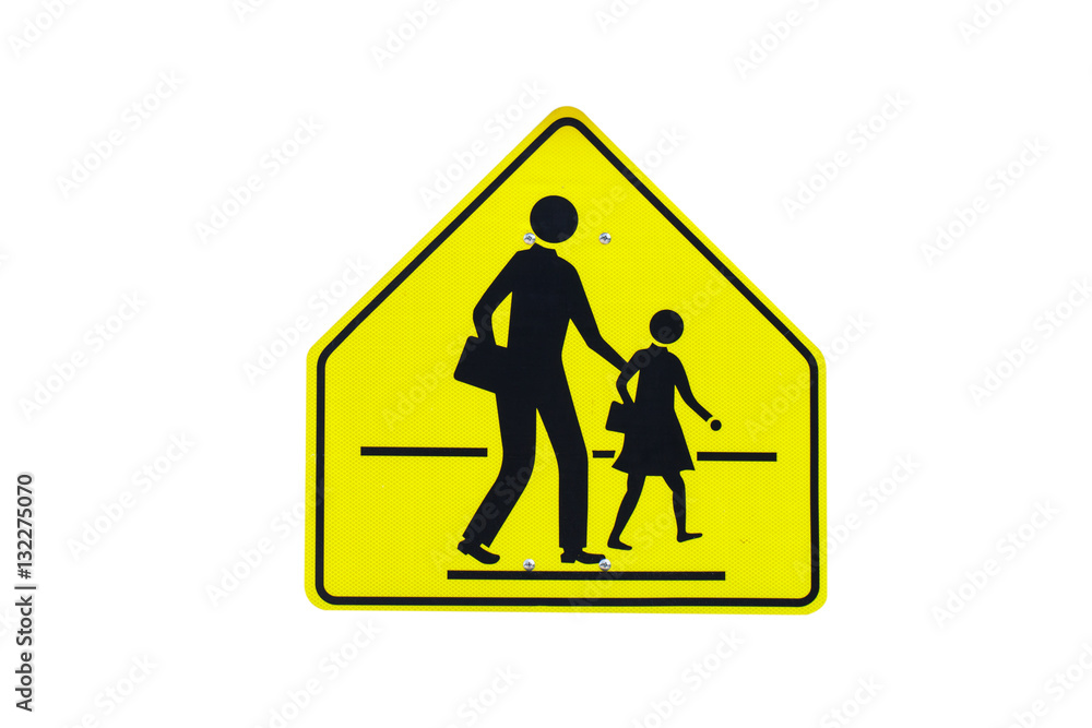 Traffic School warning sign isolated on white background Traffic School warning sign isolated on white background