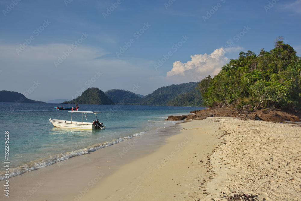 the boat at the beach in tropics  of Indonesia
