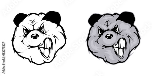 Fototapeta Naklejka Na Ścianę i Meble -  Panda bear, isolated on white background, colour and black white illustration, suitable as logo or team mascot