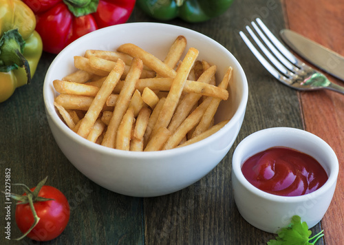 Very tasty fries with sauce and greens