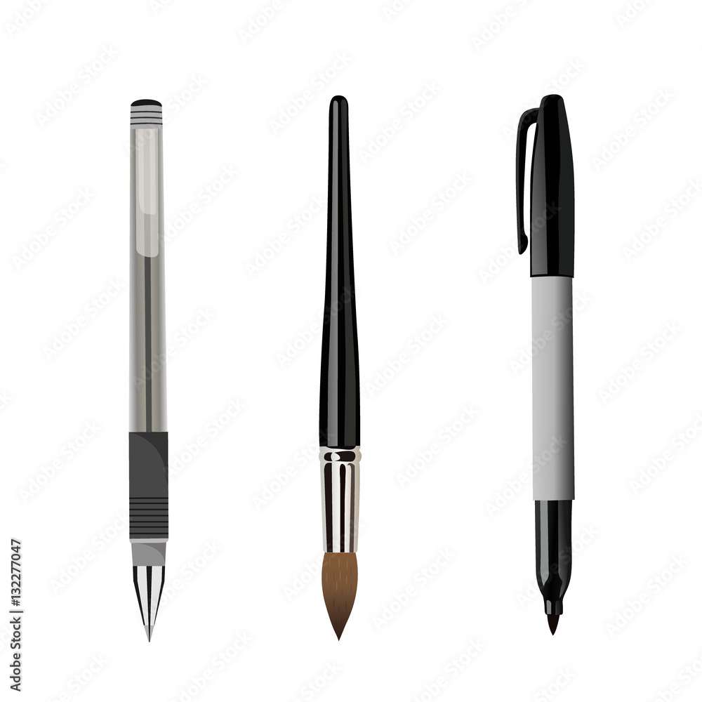 pen, brush, marker isolated on white background pen, brush, marker isolated on white background