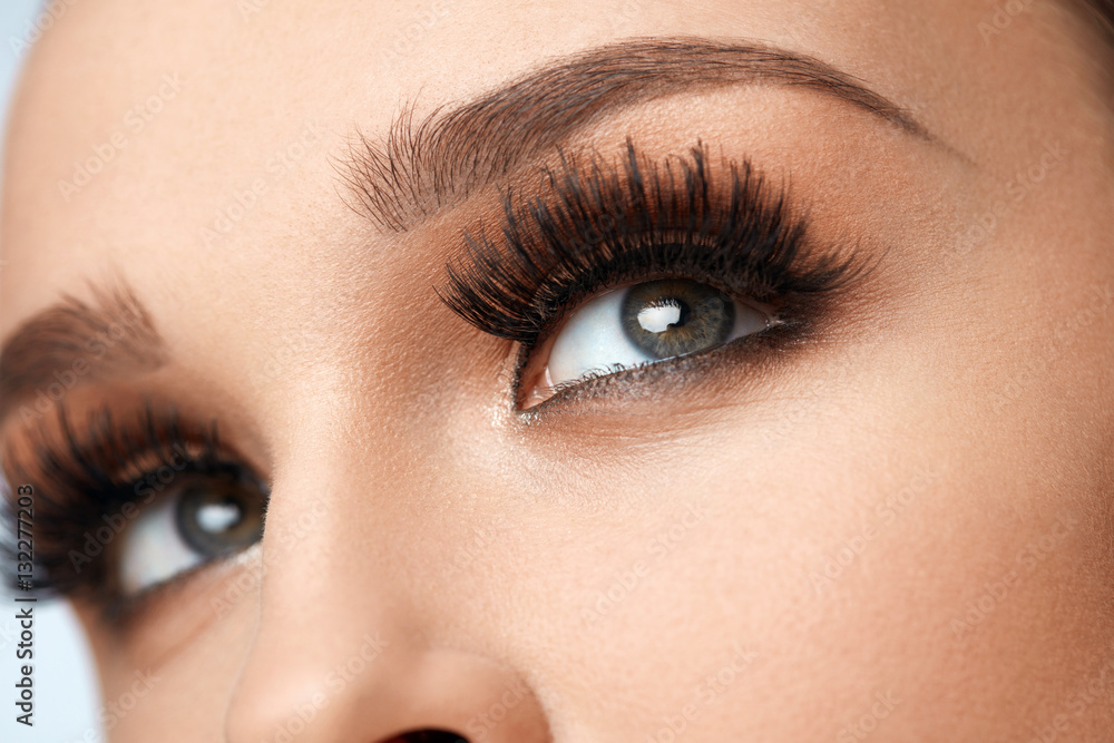 Long Black Eyelashes. Closeup Beautiful Female Eyes With Makeup Long Black Eyelashes. Closeup Beautiful Female Eyes With Makeup