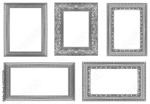 collection gray frame isolated on white background