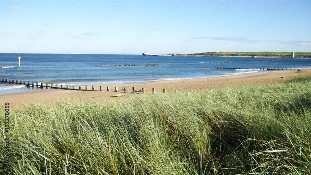 Bright and sunny day at Aberdeen Beach North Sea, Aberdeen, Scotland

