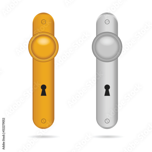 door lock in gold and silver color illustration