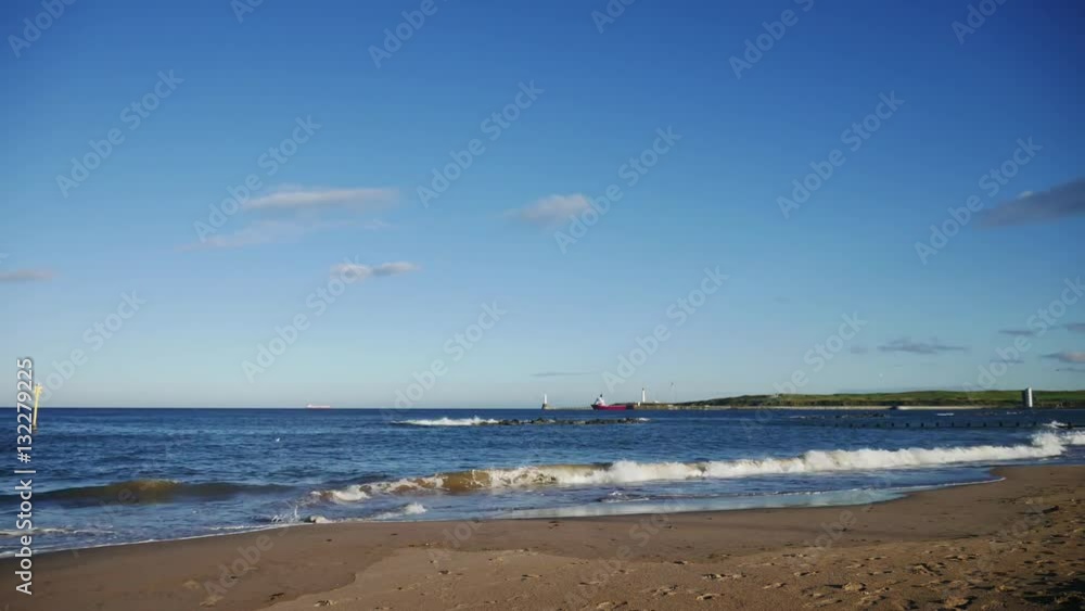 Timelapse of Bright and sunny day at Aberdeen Beach North Sea, Aberdeen, Scotland Timelapse of Bright and sunny day at Aberdeen Beach North Sea, Aberdeen, Scotland