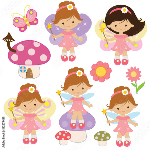 Cute little garden fairy vector cartoon illustration