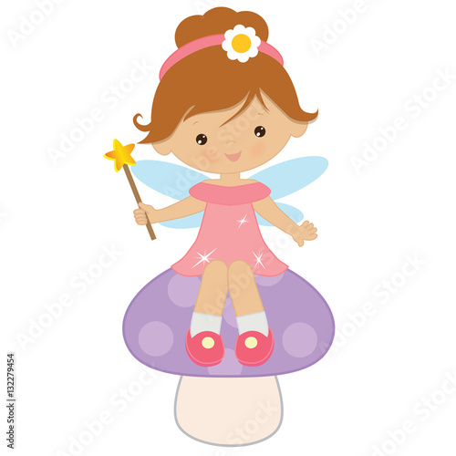 Cute little garden fairy vector cartoon illustration