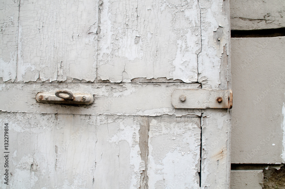 Door with peeling paint