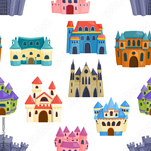 Castle seamless pattern vector.