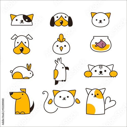 Pet shop symbols vector.