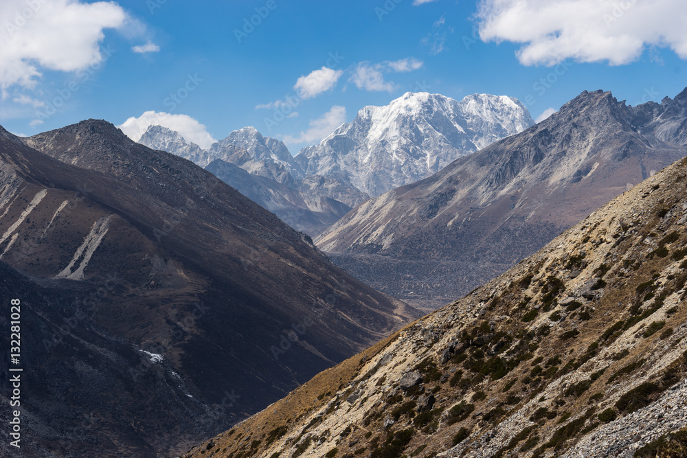 Himalaya range landscape near Lumde village, Everest region, Nep